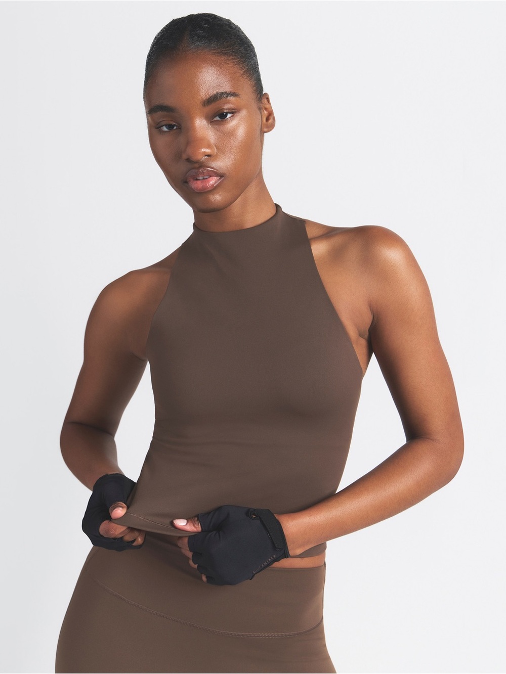 Mattel Dark Sepia Mock Neck Racer Tank